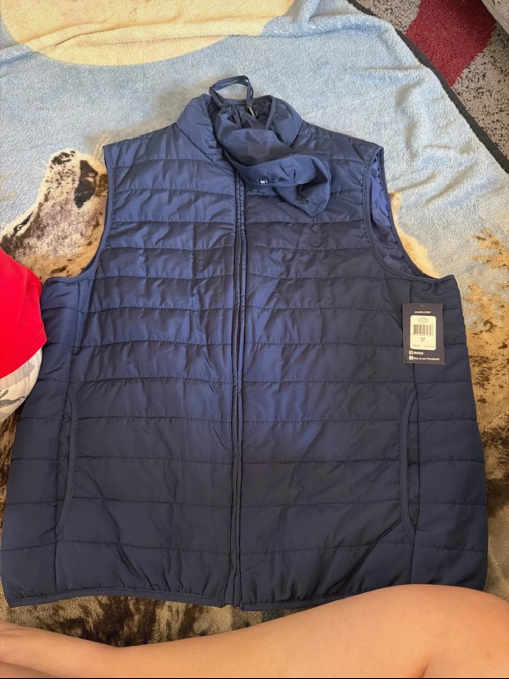 Chaps Men's Dark Blue Quilted Puffer Vest with Zip
